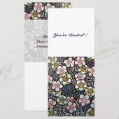 HAIKU/ ZWART WIT GEEL ROZE LENTE BLOEMEN KAART (Voorkant / Achterkant)