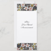 HAIKU/ ZWART WIT GEEL ROZE LENTE BLOEMEN KAART (Achterkant)