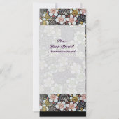 HAIKU/ ZWART WIT GEEL ROZE LENTE BLOEMEN KAART (Achterkant)