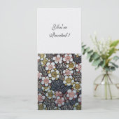 HAIKU/ ZWART WIT GEEL ROZE LENTE BLOEMEN KAART (Staand voorkant)