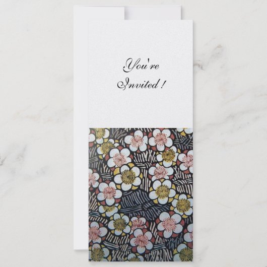 HAIKU/ ZWART WIT GEEL ROZE LENTE BLOEMEN KAART (Voorkant)