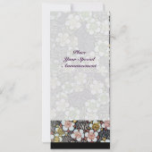 HAIKU/ ZWART WIT GEEL ROZE LENTE BLOEMEN KAART (Achterkant)