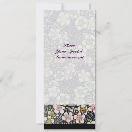 HAIKU/ ZWART WIT GEEL ROZE LENTE BLOEMEN KAART (Achterkant)