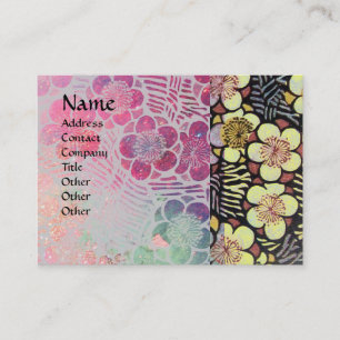 HAIKU / ZWART WIT GRIJS ROZE LENTE BLOEMEN VISITEKAARTJE