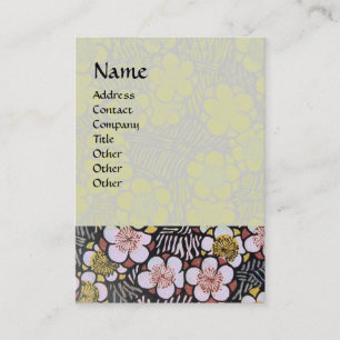 HAIKU / ZWART WIT GRIJS ROZE LENTE BLOEMEN VISITEKAARTJE