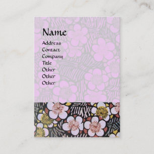 HAIKU / ZWART WIT GRIJS ROZE SERING LENTE BLOEMEN VISITEKAARTJE