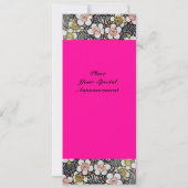 HAIKU/ ZWART WIT ROZE FUCHSIA LENTE BLOEMEN KAART (Achterkant)