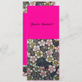 HAIKU/ ZWART WIT ROZE FUCHSIA LENTE BLOEMEN KAART (Voorkant / Achterkant)