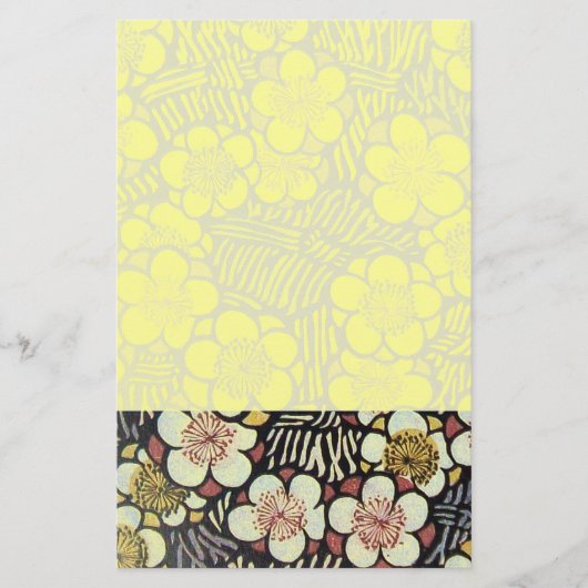 HAIKU/ ZWART WIT ROZE GEEL LENTE BLOEMEN BRIEFPAPIER (Voorkant)