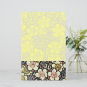 HAIKU/ ZWART WIT ROZE GEEL LENTE BLOEMEN BRIEFPAPIER (Staand voorkant)