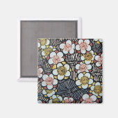 HAIKU/ ZWART WIT ROZE GEEL LENTE BLOEMEN MAGNEET (Voorkant / Achterkant)