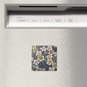HAIKU/ ZWART WIT ROZE GEEL LENTE BLOEMEN MAGNEET (Insitu (Vaatwasser))