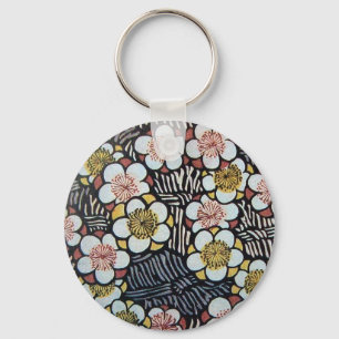 HAIKU/ ZWART WIT ROZE GEEL LENTE BLOEMEN SLEUTELHANGER