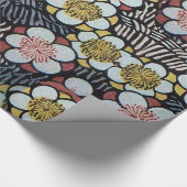 HAIKU ZWART WIT ROZE GELE LENTE BLOEMEN CADEAUPAPIER (Hoek)