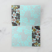 HAIKU/ ZWART WIT ROZE ROZE BLAUW LENTE BLOEMEN KAART (Binnen)