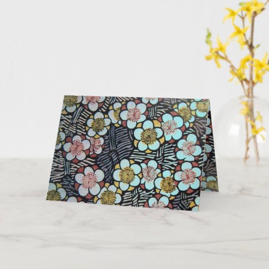 HAIKU/ ZWART WIT ROZE ROZE BLAUW LENTE BLOEMEN KAART (Gele Bloem)