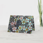 HAIKU/ ZWART WIT ROZE ROZE BLAUW LENTE BLOEMEN KAART (Voorkant)