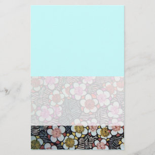 HAIKU/ ZWART WIT TURQUOISE BLAUW LENTE BLOEMEN BRIEFPAPIER