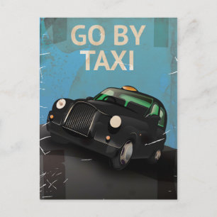 Hail een taxi! vintage poster. briefkaart