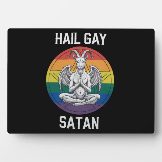 Hail Gay Satan Funny Gothic Gothic Goat LGBTQ Fotoplaat (voorkant)