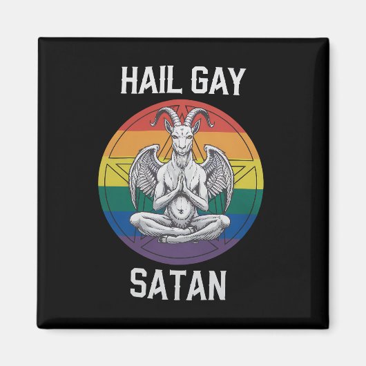 Hail Gay Satan Funny Gothic Gothic Goat LGBTQ Magneet (Voorkant)