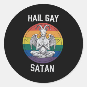 Hail Gay Satan Funny Gothic Gothic Goat LGBTQ Ronde Sticker