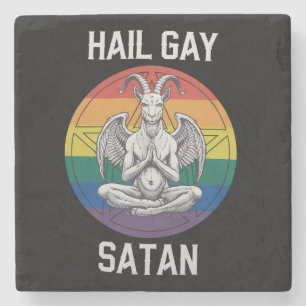 Hail Gay Satan Funny Gothic Gothic Goat LGBTQ Stenen Onderzetter