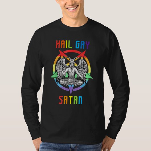 Hail Gay Satan LGBT Goth Gay Pride Baphomet T-shirt (Voorkant)