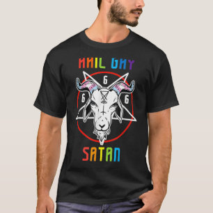 Hail Gay Satan LGBT Gothic Gay Pride Baphomet 3 T-shirt