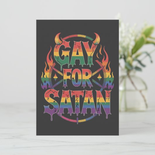 Hail Gay Satan Rainbow Baphomet Duivel Geit LGBTQ Feestdagenkaart (Staand voorkant)