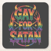 Hail Gay Satan Rainbow Baphomet Duivel Geit LGBTQ Kartonnen Onderzetters (Voorkant)