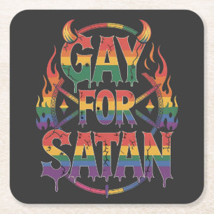 Hail Gay Satan Rainbow Baphomet Duivel Geit LGBTQ Kartonnen Onderzetters
