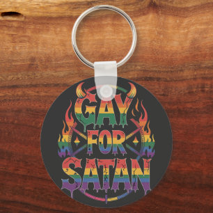 Hail Gay Satan Rainbow Baphomet Duivel Geit LGBTQ Sleutelhanger