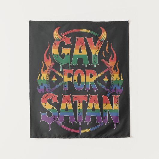 Hail Gay Satan Rainbow Baphomet Duivel Geit LGBTQ Wandkleed (Voorkant)