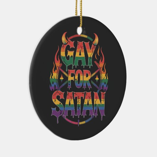 Hail Gay Satan Regenboog Baphomet Duivel Geit LGBT Keramisch Ornament (Rechts)