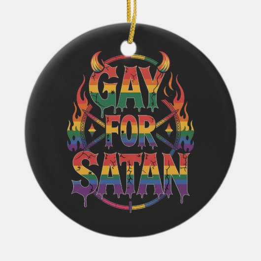 Hail Gay Satan Regenboog Baphomet Duivel Geit LGBT Keramisch Ornament (Voorkant)