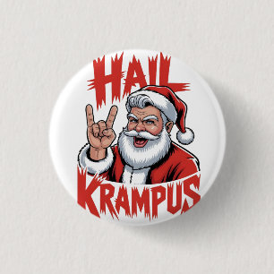 Hail Krampus Duivelhoorn Krampus Rock Ronde Button 3,2 Cm