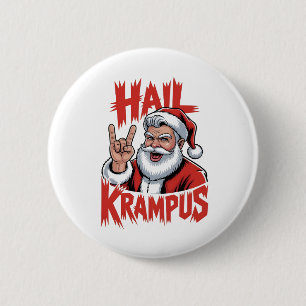 Hail Krampus Duivelhoorn Krampus Rock Ronde Button 5,7 Cm