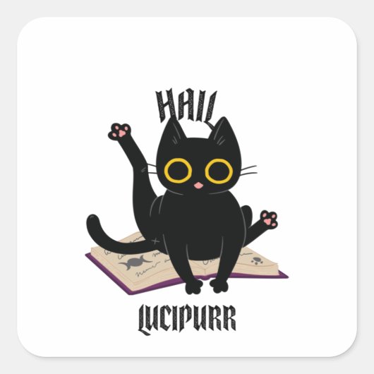 Hail Lucipurr Vierkante Sticker (Voorkant)