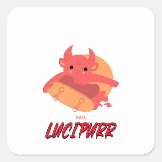 Hail Lucipurr Vierkante Sticker (Voorkant)