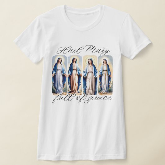 Hail Mary Catholic Brushstroke Waterverf T-shirt (Laagn)