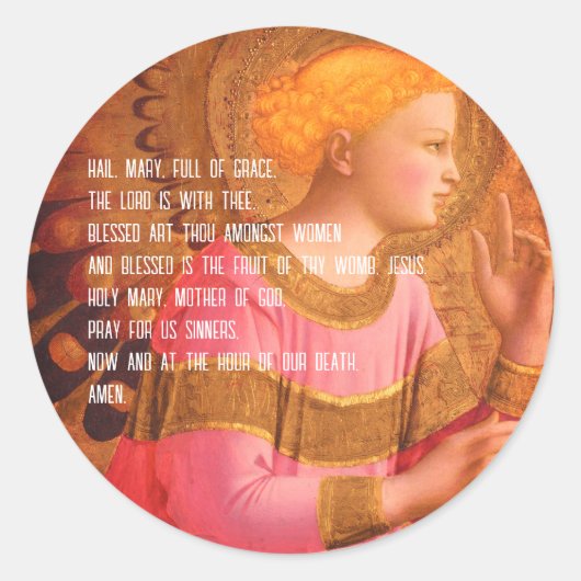   Hail, Mary, full of grace, the Lord is with thee Ronde Sticker (Voorkant)