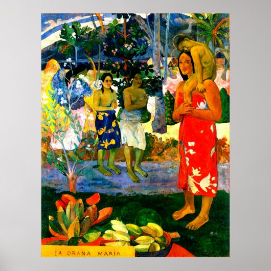 Hail Mary (Ia Orana Maria) (1891) van Paul Gauguin Poster (Voorkant)