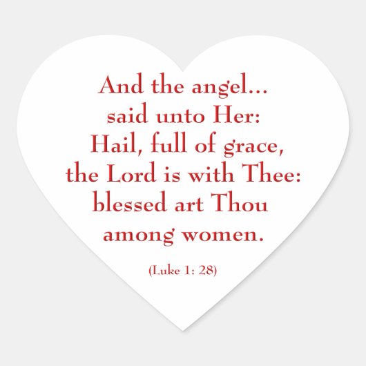 Hail Mary "Luke 1:28" Hart Sticker (Voorkant)