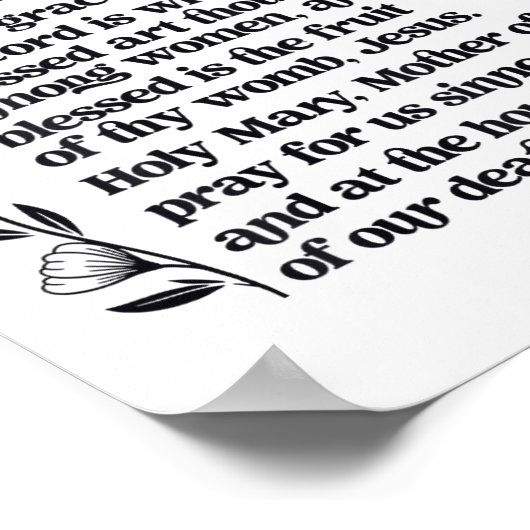 Hail Mary Prayer Marian Floral Christian Blessed M Poster (Hoek)