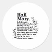 Hail Mary Prayer Marian Floral Christian Blessed M Ronde Sticker (Voorkant)