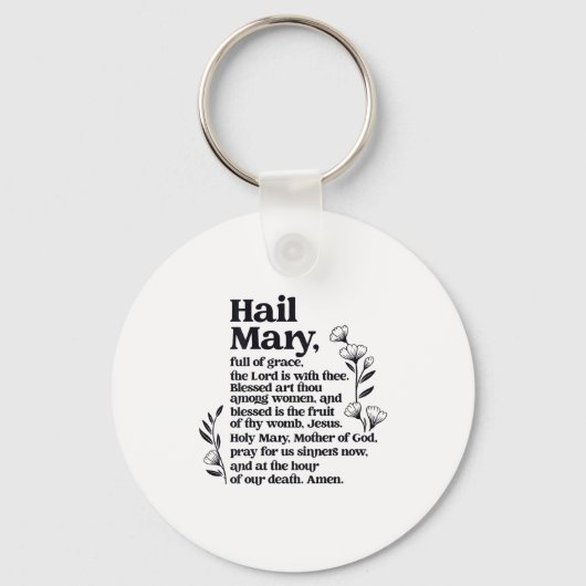 Hail Mary Prayer Marian Floral Christian Blessed M Sleutelhanger (Voorkant)