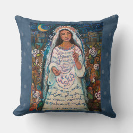 Hail Mary Prayer Pillow met Blue Polka Dots Kussen