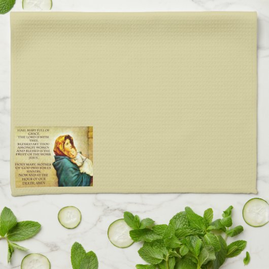 Hail Mary Prayer Towel Theedoek (Gevouwen)