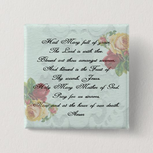 Hail Mary Prayer Vierkante Button 5,1 Cm (Voorkant)